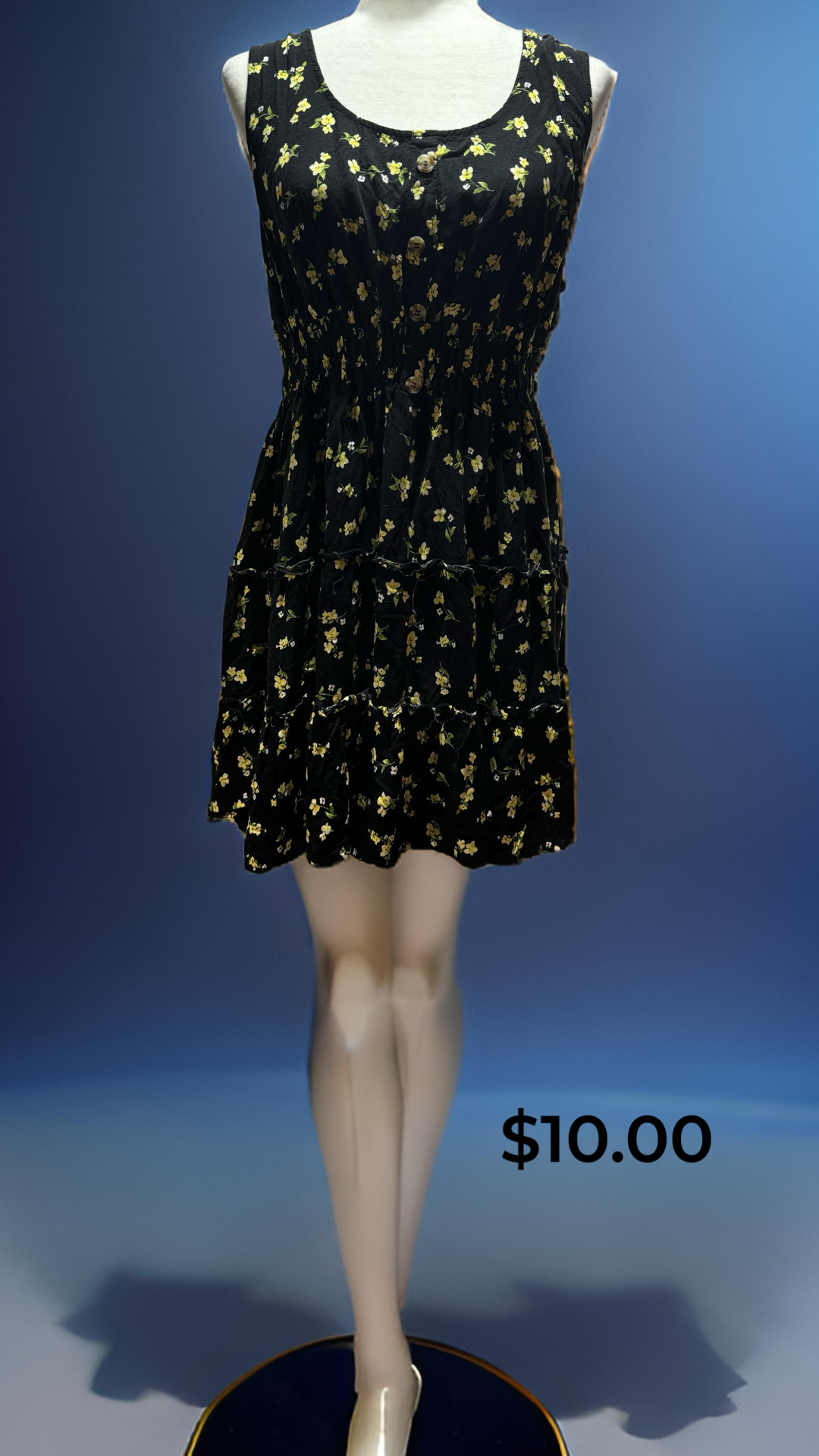 A.U.W Black Dress with Yellow Flowers Size 2XL