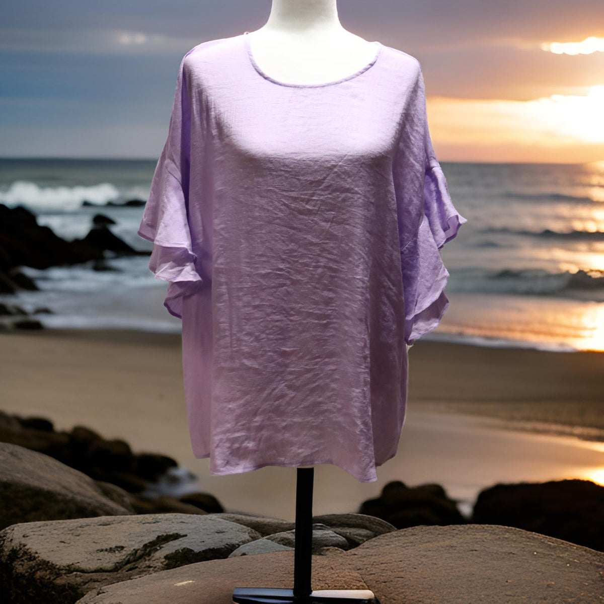 EST. 1946 Purple Ruffle Sleeve Top Size XL